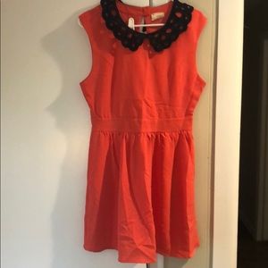Coral Dress with Peter Pan Collar